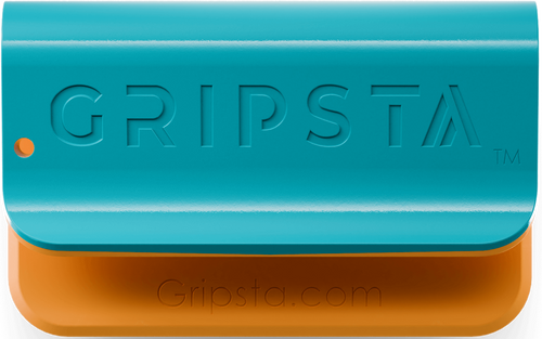 Teal and orange Gripsta tool with embossed lettering and website URL.